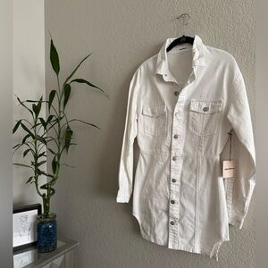 Revolve white denim long sleeve mini dress